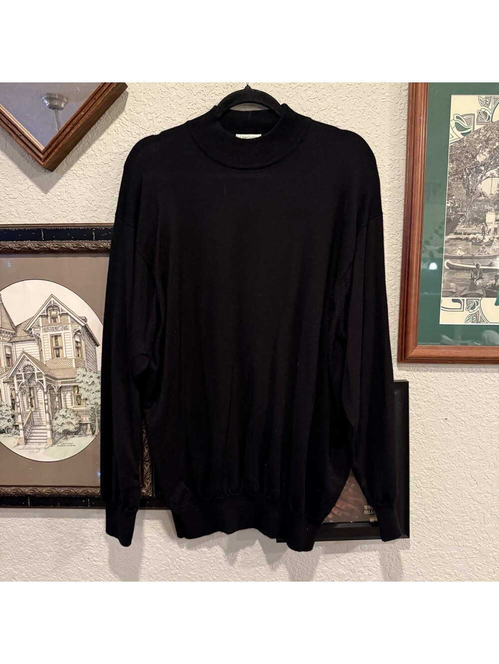Gran Sasso Lana Wool/Silk/Cashmere Blend Black Turtleneck Sweater Italy Sz Large